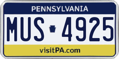 PA license plate MUS4925