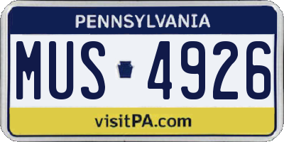 PA license plate MUS4926