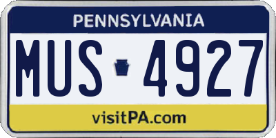 PA license plate MUS4927