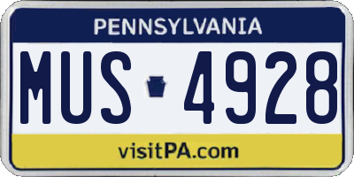 PA license plate MUS4928