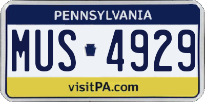 PA license plate MUS4929