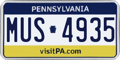 PA license plate MUS4935