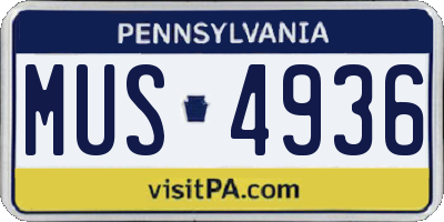 PA license plate MUS4936