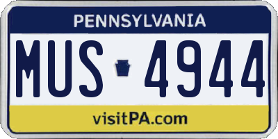 PA license plate MUS4944