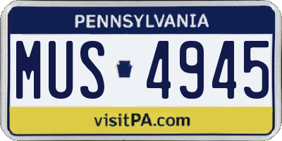 PA license plate MUS4945