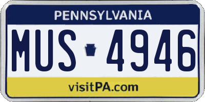 PA license plate MUS4946