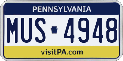PA license plate MUS4948