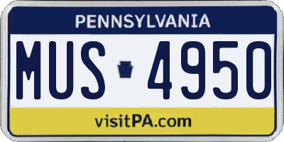 PA license plate MUS4950