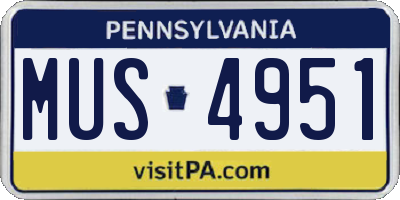 PA license plate MUS4951
