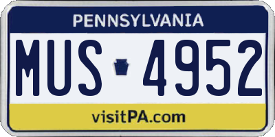 PA license plate MUS4952