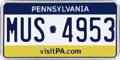 PA license plate MUS4953