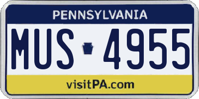 PA license plate MUS4955