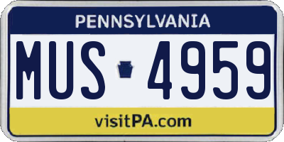 PA license plate MUS4959