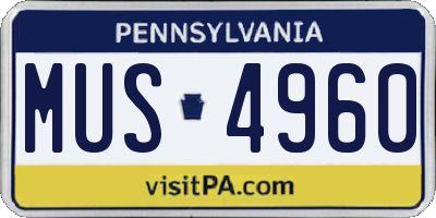 PA license plate MUS4960