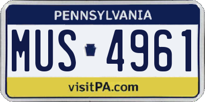 PA license plate MUS4961