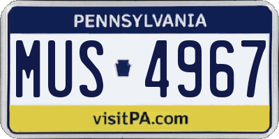 PA license plate MUS4967