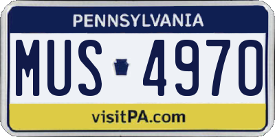 PA license plate MUS4970