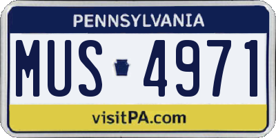 PA license plate MUS4971