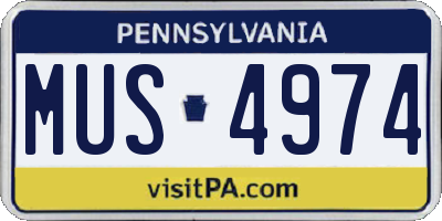 PA license plate MUS4974