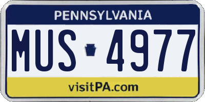 PA license plate MUS4977