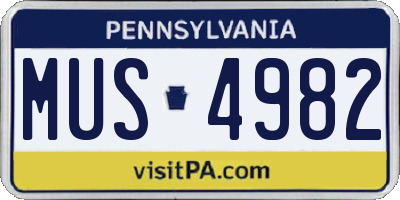 PA license plate MUS4982