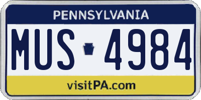 PA license plate MUS4984