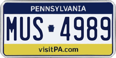 PA license plate MUS4989