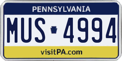 PA license plate MUS4994
