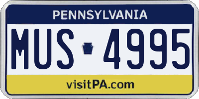PA license plate MUS4995