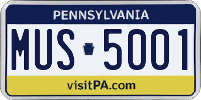 PA license plate MUS5001