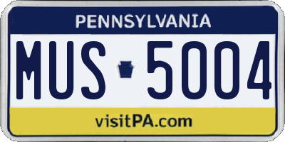 PA license plate MUS5004