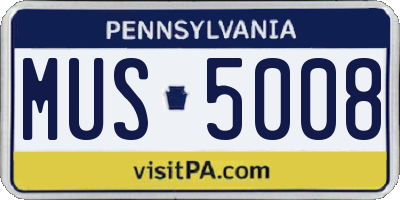 PA license plate MUS5008