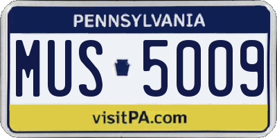 PA license plate MUS5009
