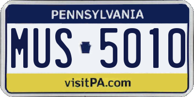 PA license plate MUS5010