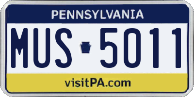 PA license plate MUS5011
