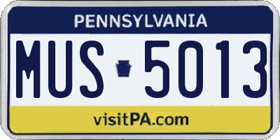 PA license plate MUS5013
