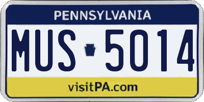 PA license plate MUS5014