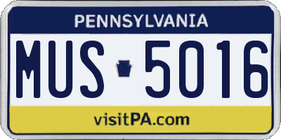 PA license plate MUS5016