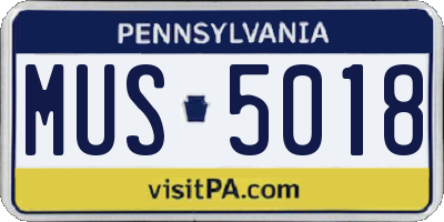 PA license plate MUS5018