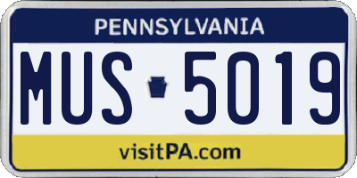 PA license plate MUS5019