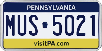 PA license plate MUS5021
