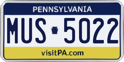 PA license plate MUS5022