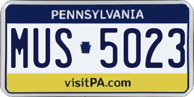 PA license plate MUS5023