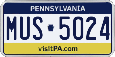 PA license plate MUS5024