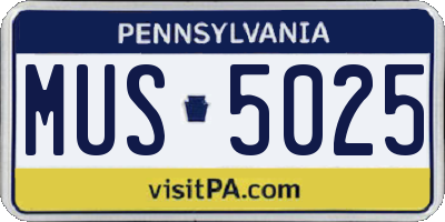PA license plate MUS5025