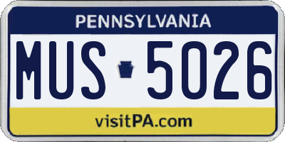 PA license plate MUS5026