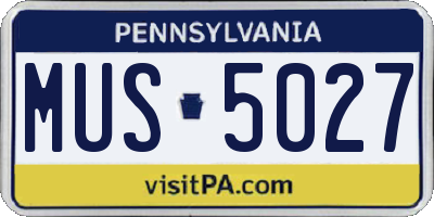 PA license plate MUS5027