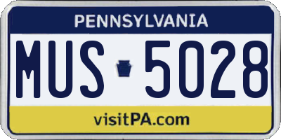 PA license plate MUS5028
