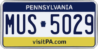 PA license plate MUS5029