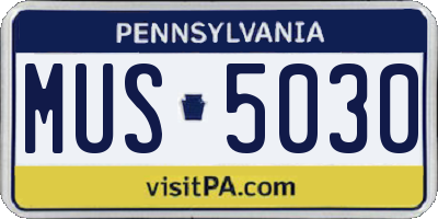 PA license plate MUS5030